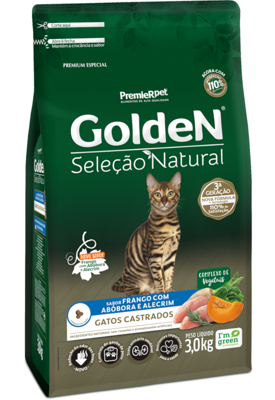 GoldeN Seleção Natural Gatos Castrados Frango com Abóbora & Alecrim