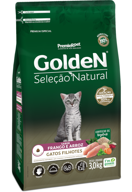 GoldeN Seleção Natural Gatos Filhotes Frango & Arroz