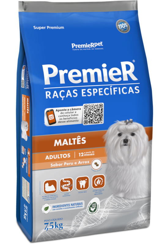 PremieR Raças Específicas Maltês Adultos Porte Pequeno Peru e Arroz