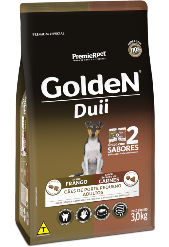 GoldeN Duii Cães Adultos Porte Pequeno Frango & Seleção de Carnes