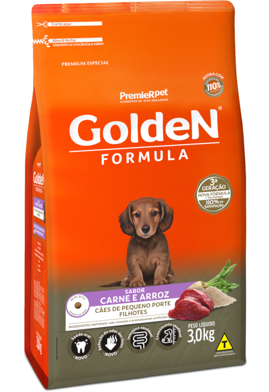 GoldeN Formula Cães Filhotes Porte Pequeno Carne & Arroz