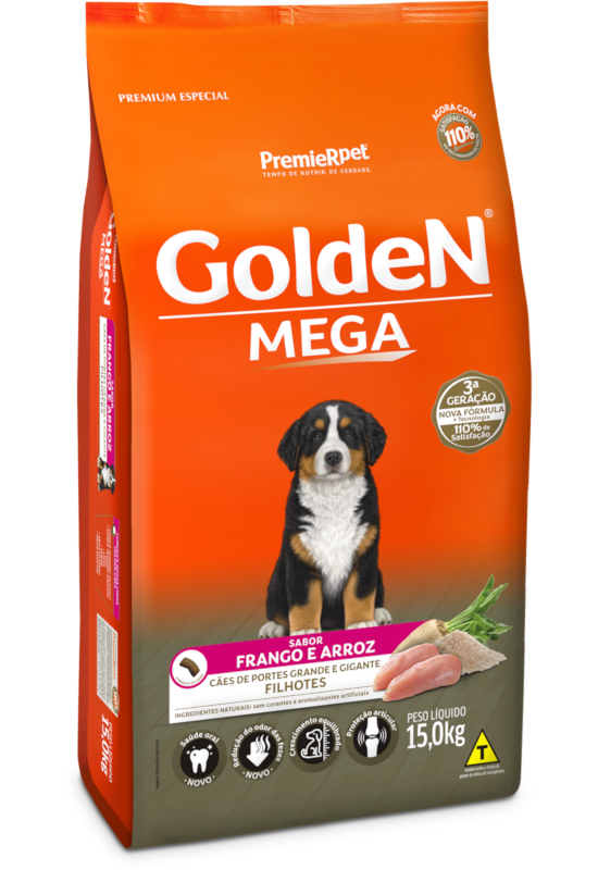 GoldeN Mega Cães Filhotes Porte Grande & Gigante Frango & Arroz