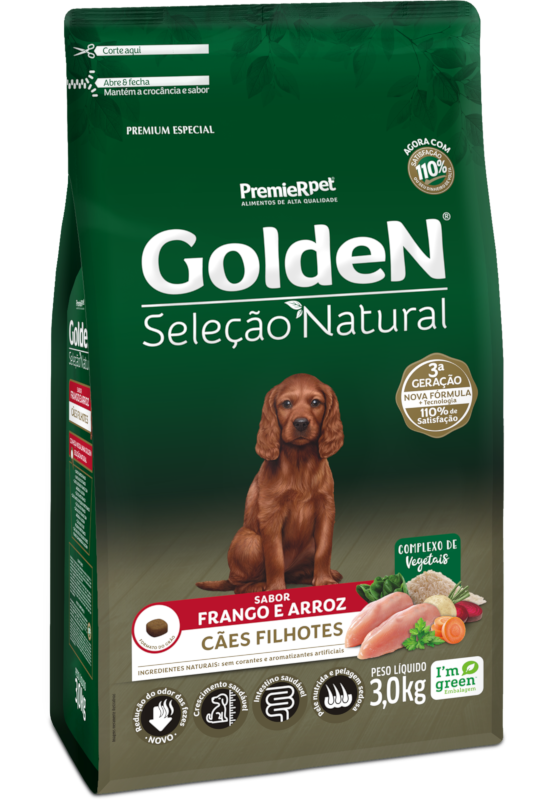 GoldeN Seleção Natural Cães Filhotes Frango & Arroz