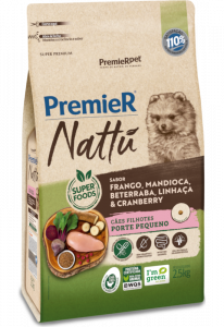 PremieR Nattu Cães Filhotes Porte Pequeno Frango, Mandioca, Beterraba, Linhaça & Cranberry