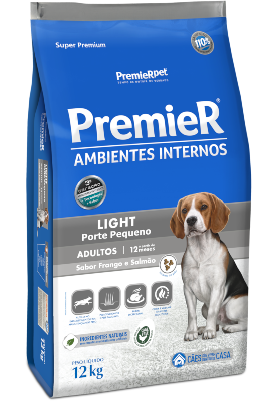 PremieR Ambientes Internos Cães Adultos Porte Pequeno Frango e Salmão Light