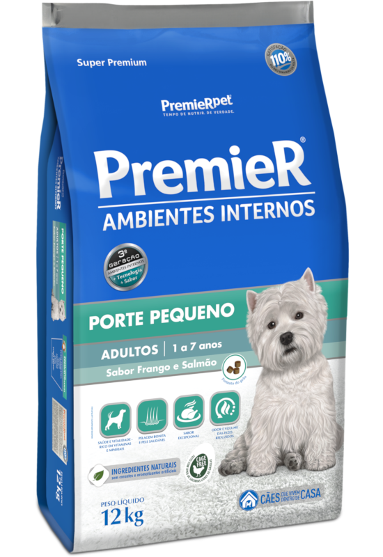 PremieR Ambientes Internos Cães Adultos Porte Pequeno Frango e Salmão