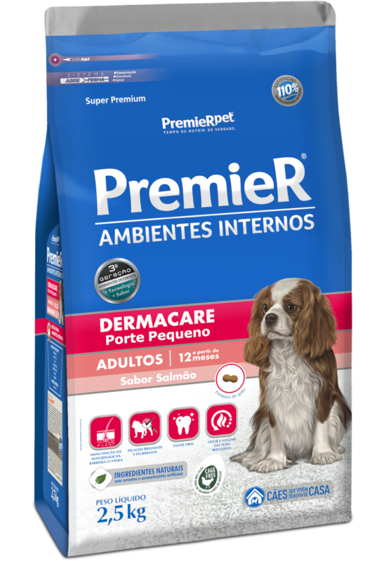 PremieR Ambientes Internos Cães Adultos Porte Pequeno Salmão Dermacare