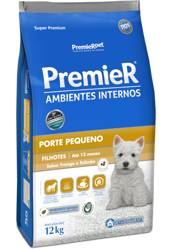 PremieR Ambientes Internos Cães Filhotes Porte Pequeno Frango e Salmão