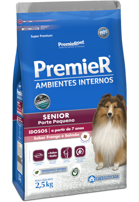 PremieR Ambientes Internos Cães Adultos Porte Pequeno Frango e Salmão Senior