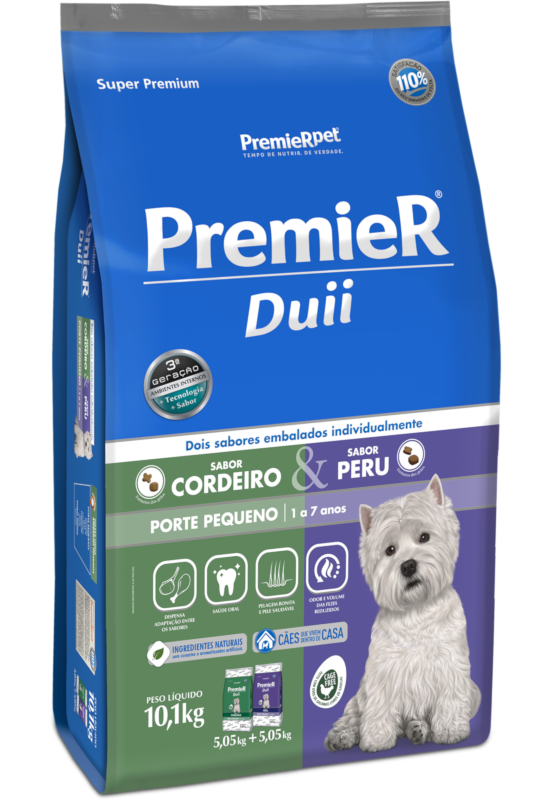 PremieR Ambientes Internos Duii Cães Adultos Porte Pequeno Peru e Cordeiro