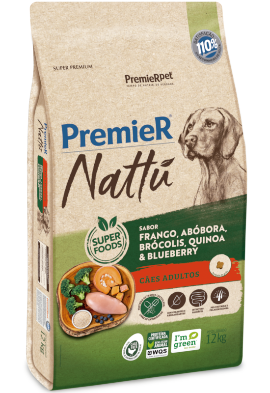 PremieR Nattu Cães Adultos Frango, Abóbora, Brócolis, Quinoa & Blueberry