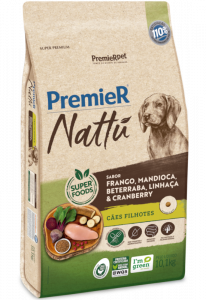 PremieR Nattu Cães Filhotes Frango, Mandioca, Beterraba, Linhaça & Cranberry