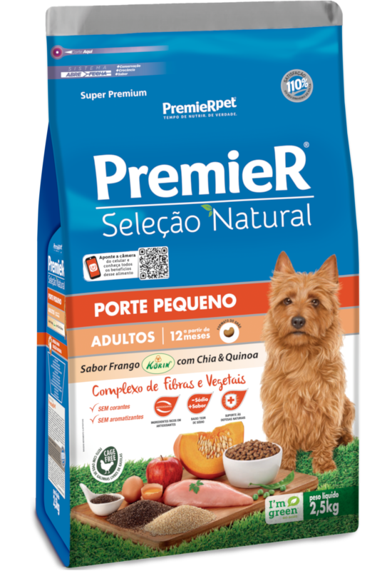 PremieR Seleção Natural Cães Adultos Porte Pequeno Frango Korin®, Chia & Quinoa