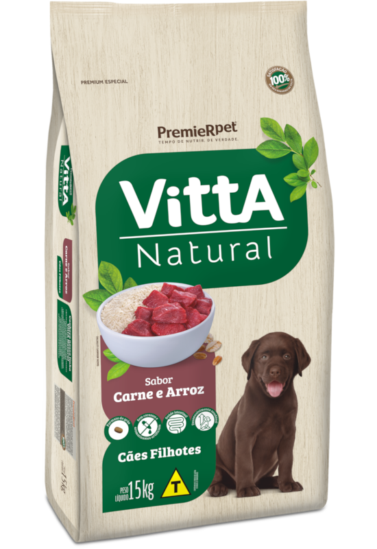 VittA Natural Cães Filhotes Carne & Arroz