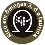 Rico em ômegas 3, 6 e taurina