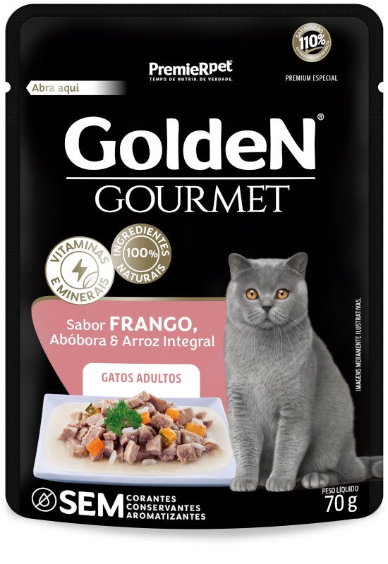 GoldeN Gourmet Gatos Adultos Frango, Abóbora e Arroz Integral