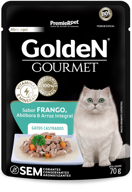 GoldeN Gourmet Gatos Castrados Frango, Abóbora e Arroz Integral