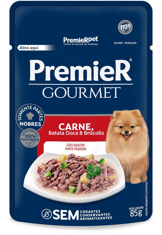 PremieR Gourmet Cães Adultos Porte Pequeno Carne, Batata Doce e Brócolis