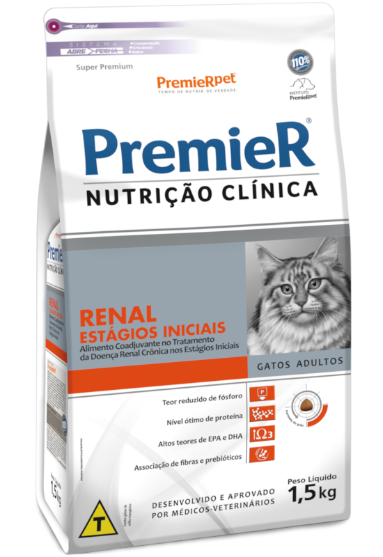 PremieR Nutrição Clínica Gatos Adultos Renal Estágios Iniciais
