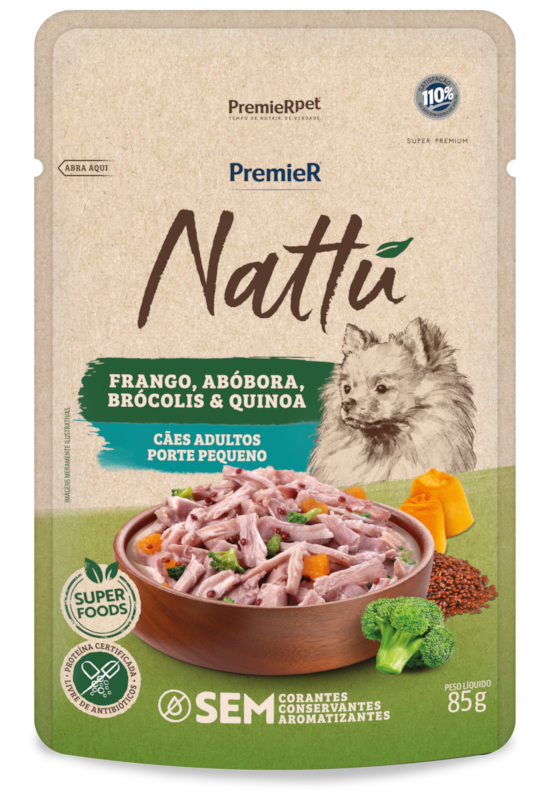 PremieR Nattu Úmidos Cães Adultos Porte Pequeno Frango, Abóbora, Brócolis e Quinoa