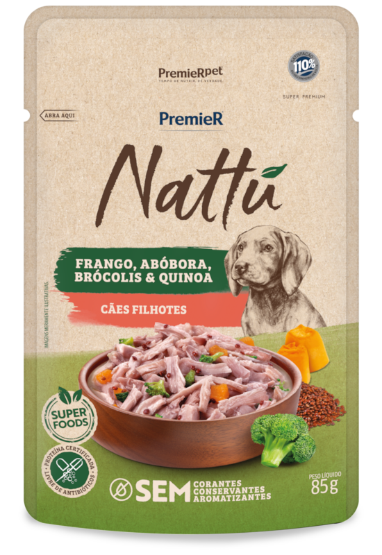 PremieR Nattu Úmidos Cães Filhotes Frango, Abóbora, Brócolis e Quinoa