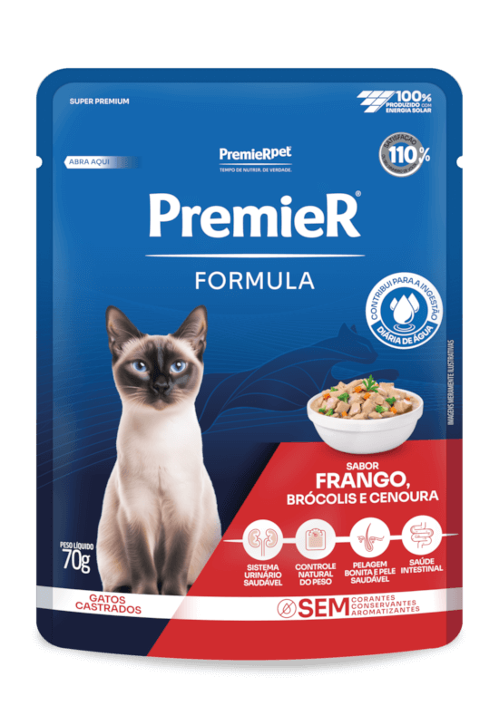 PremieR Formula Úmidos Gatos Adultos Porte Pequeno Frango, Brócolis e Cenoura